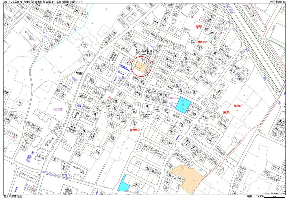 富士市厚原２区画の地図